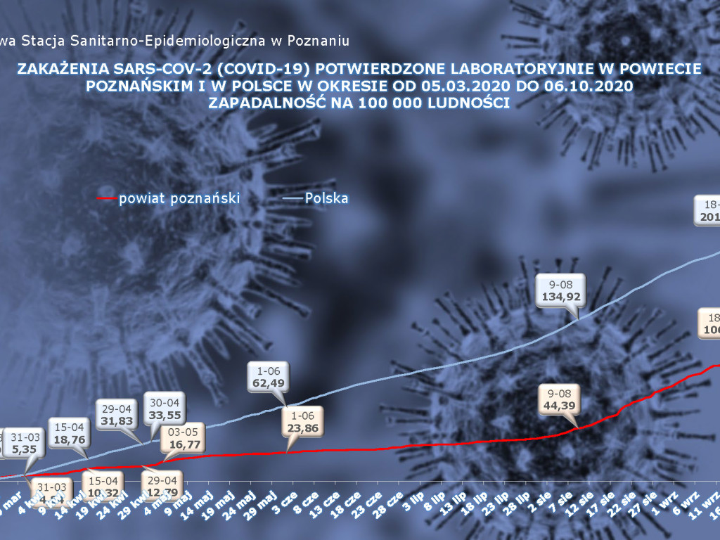98 osób zakażonych koronawirusem w powiecie poznańskim, 3003 w Polsce - aktualne dane z powiatu