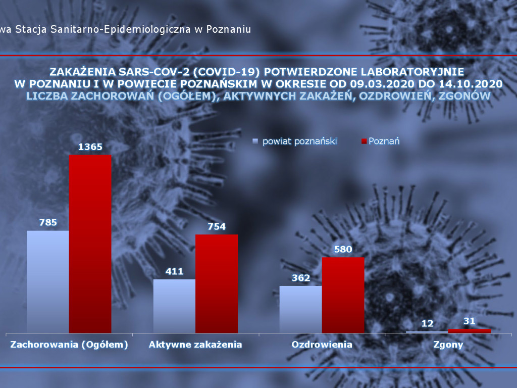 313 osób zarażonych koronawirusem w powiecie poznańskim, ponad 8000 w kraju- aktualne dane
